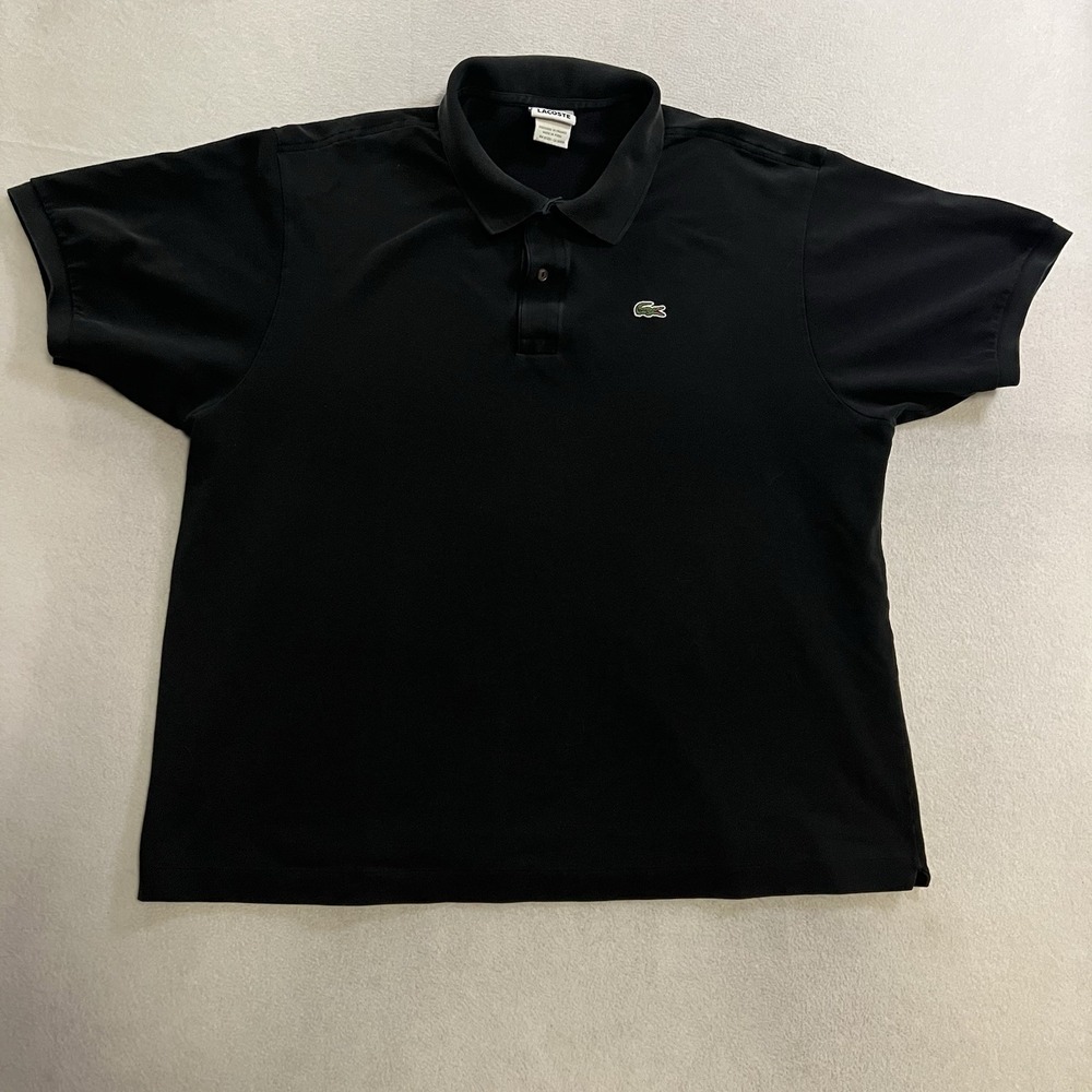 Lacoste Polo Shirt Men's Size 9 Black Cotton Short Sleeve Golf Preppy